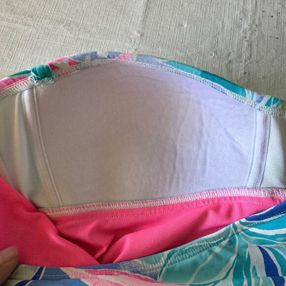 Lilly Pulitzer Blue Celestial Seas Ruched 1 Piece Swimsuit Size 8 Pink Green - Picture 7 of 10